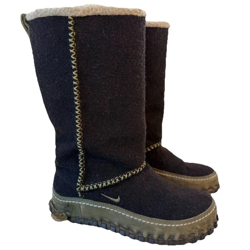 Nike ACG 2008 Womens Lined Winter Boots Valenka Wool Size 7 Brown 329979-021